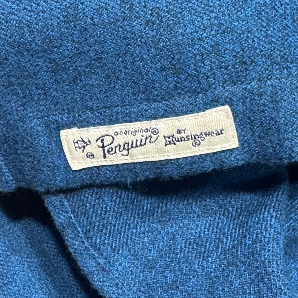 Original Penguin Button Down Shirt Mens XXL Blue Flannel Cotton Blend Grandpa - Picture 5 of 8